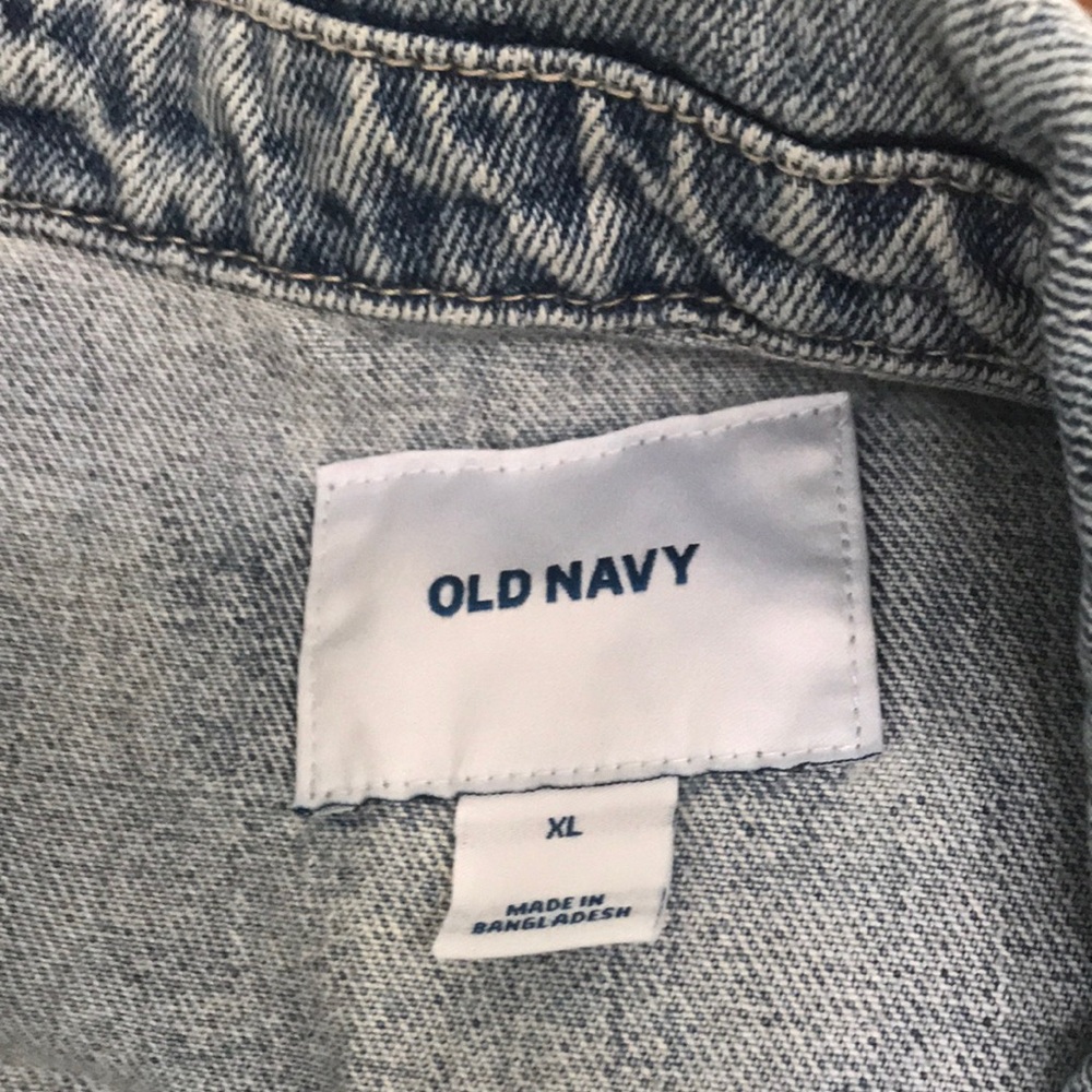 Old Navy Light Wash Denim Jacket with Distressing - Picture 2 of 3